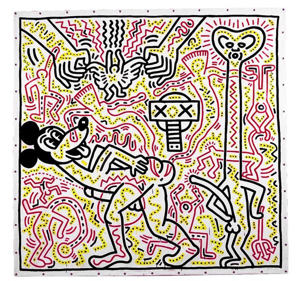 Keith Haring (American, 1958-1990) Untitled, 1983, acrylic on vinyl tarpaulin Estimate on Request 