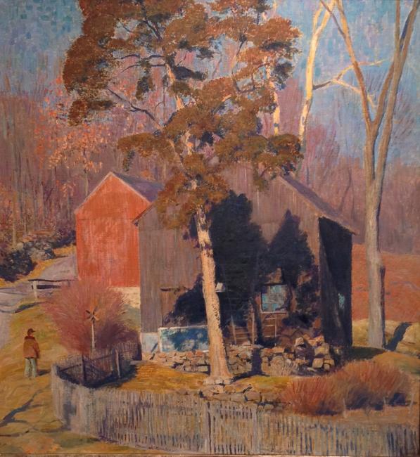 Daniel Garber (American 1880-1958) Red Barn, 1948-1951 Oil on canvas 30 x 28 inches Signed lower left of center: Daniel Garber 