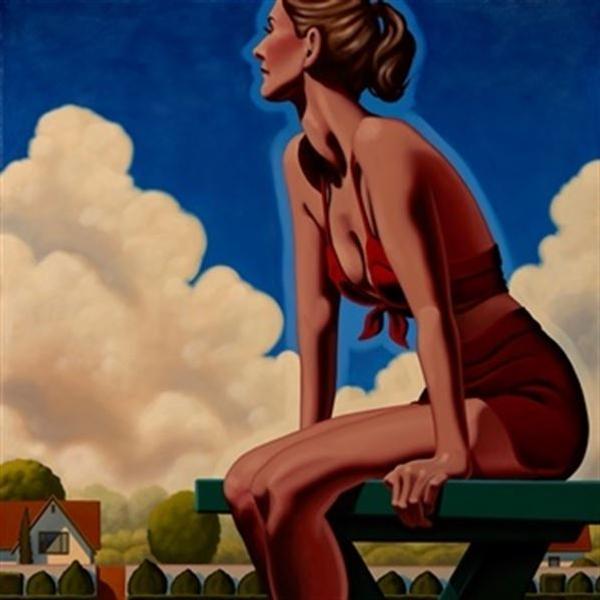 Kenton Nelson, Pine Table, 2017.  Oil on Canvas, 36 x 26 inches 