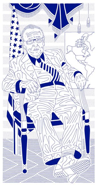 "Doctor Kissinger", also called "In seine Hand die Macht gegeben" 2012, ink on paper, 32 x 17 inches