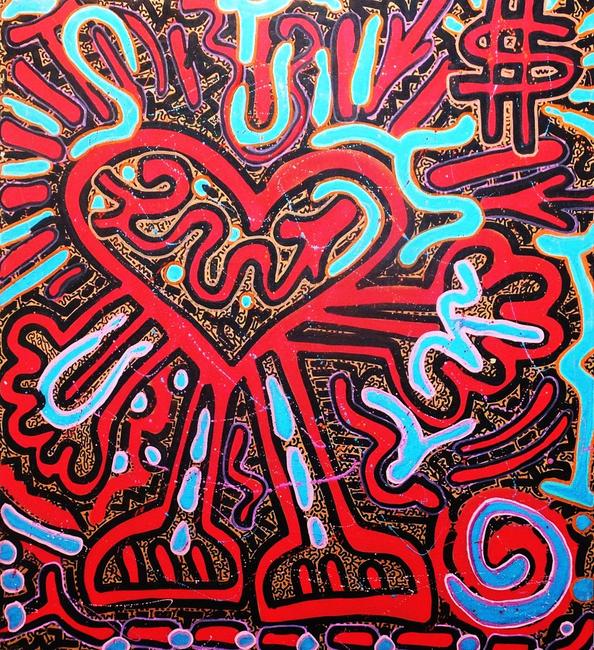 LA ROC, LA's Big Love, 2011, 40 x 36, spray paint and acrylic on canvas