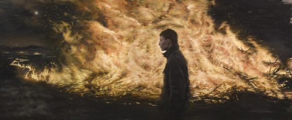 Julio Reyes (LCAD BFA Fine Arts Alumnus), Firestarter, Oil on Panel, 60 x 25 inches, $39,000 Purchase Prize and $1,000 Second Place