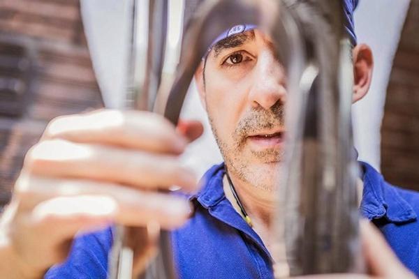 Colombian-American Sculptor Santiago Medina works on the “Wisdom” sculpture from his studio in Colombia.