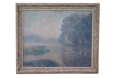 "La Riviere, Le Matin" by Gustave Loiseau is being offered at auction through Peachtree & Bennett on Invaluable.com.