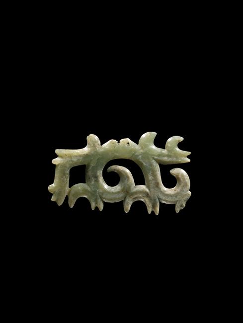 A Neolithic Jade Openwork Hooked Cloud-form Pendant, Hongshan Culture, ca.3500 – 2000 B.C.  