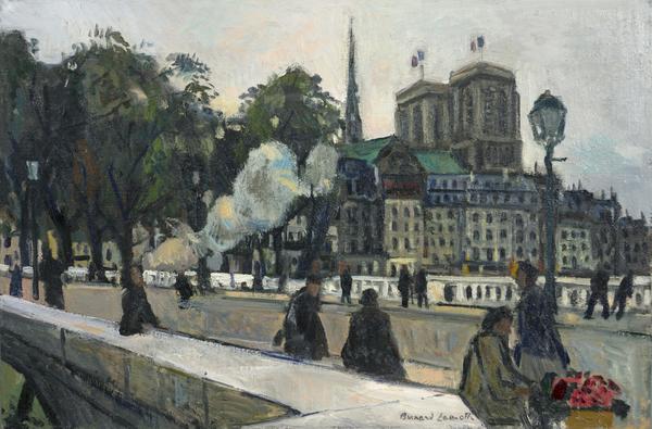 'Le Pont Louis-Phillippe, Paris', oil on canvas, 21 1/4 x 32 inches, estate stamped: 'Bernard Lamotte' 