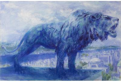 LeRoy Neiman, Columbia Lion, 1996 pastel on paper.  