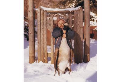 Age 3, with a 16 lb.  gander