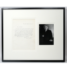 The letter is handsomely matted and framed, with a photo of Einstein.  It’s also one of the few letters Einstein hand-wrote in English.  German was his preferred tongue.