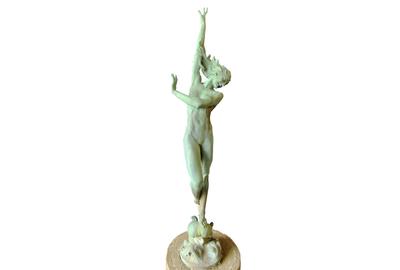 The highlight of the auction will be this lifesize bronze by Harriet Whitney Frishmuth, one of her most famous, “Crest of the Wave.”