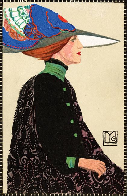 Maria Likarz (1893–1971).  Fashion, Wiener Werkstätte Postcard 557, 1911.  Chromolithograph.  Leonard A.  Lauder Collection.  Neue Galerie New York 