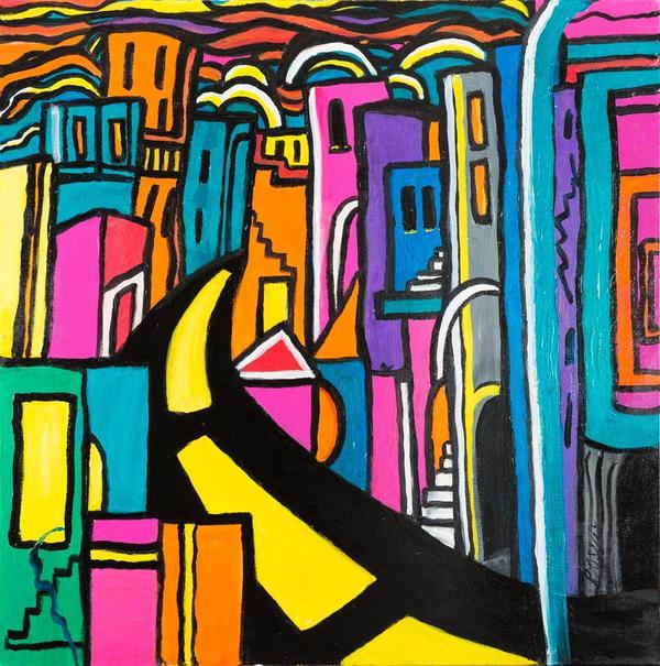 Linda Rosen,Going to the Bronx, Acrylic on Canvas, 36'' x 36''