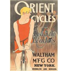 Spectacular lithograph from Edward Penfield (1866-1925), Orient Cycles (ca.  1895), 26 ¼ inches by 40 inches (est.  $15,000-$20,000).