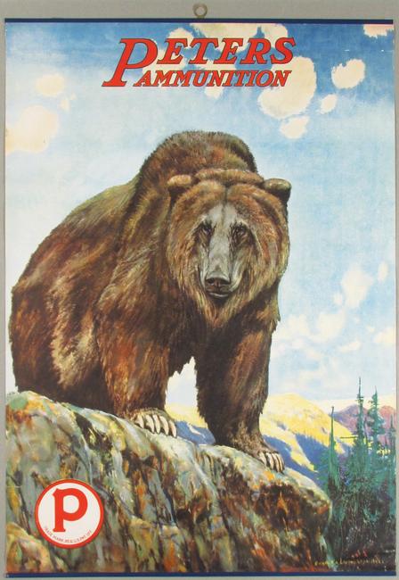 This rare and antique Peters Ammunition poster with bold, imposing bear graphic sold for $12,540 at Showtime Auction Services, April 10-12.