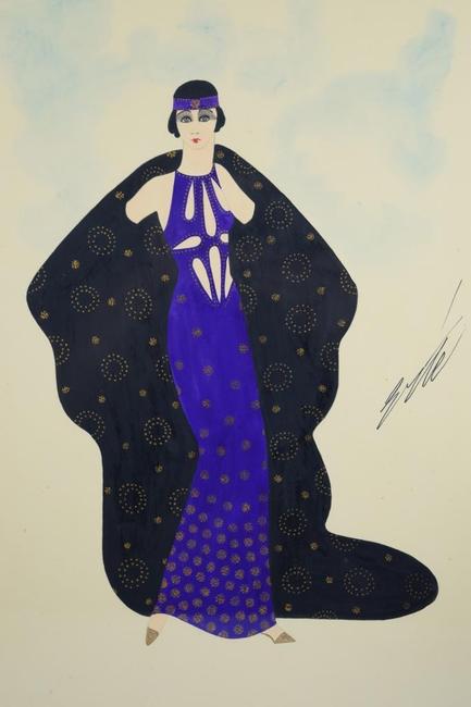 Two original signed gouache on paper paintings by the French-born Russian artist Erte (1892-1990) will be sold, to include this mesmerizing work (est.  $2,000-$6,000).