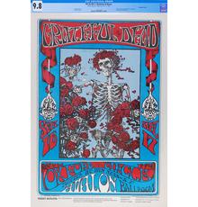 This rare museum quality specimen of the legendary Grateful Dead ‘Skeleton and Roses’ concert poster was the auction’s top lot, soaring to a record $56,400.