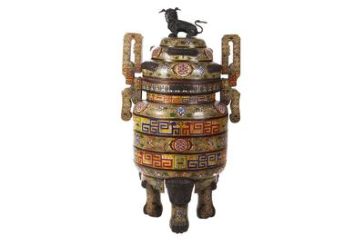 Lot 1: A magnificent, 19/20th Century Chinese Palace size, cloisonné censer