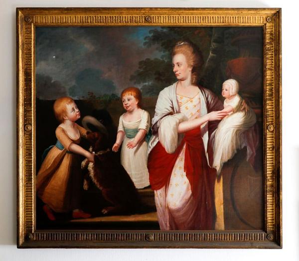 Oil on canvas portrait from the Circle of Sir Thomas Beech (Br., 1738-1806), titled Miss Ann Congreve with Three Children (1780), signed and dated (est.  $8,000-$12,000).