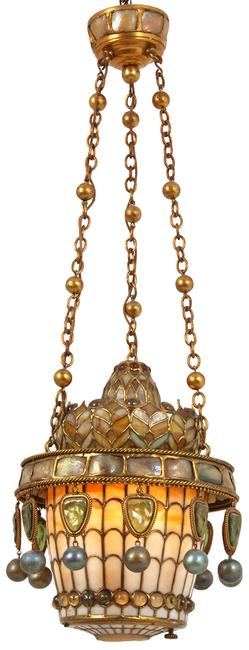 This Tiffany Studios Moorish-style hall lantern was the top lot of the auction, selling for $133,100 on Feb.  28 at Fontaine's Auction Gallery in Pittsfield, Mass.