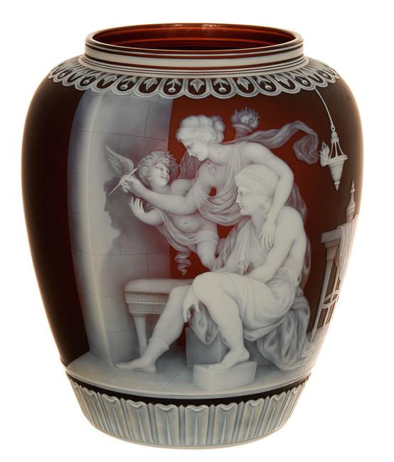 This museum-quality, finely carved English cameo art glass vase by Thomas Webb sold for $260,000 on May 29th by Woody Auction.