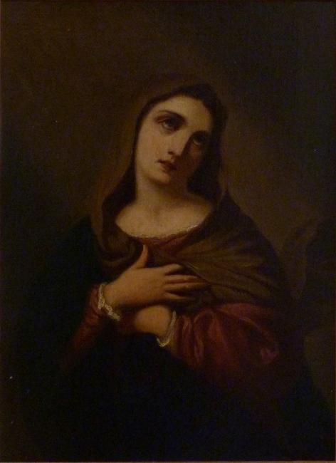 Museum-quality 19th century oil painting of the Madonna, attributed to Giovanni Carnovali (Italian, 1804-1873).