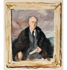 Elizabeth Shoumatoff, “Unfinished Portrait” of Franklin D.  Roosevelt, three watercolor studies, 1945.  Estimate $40,000 to $60,000.