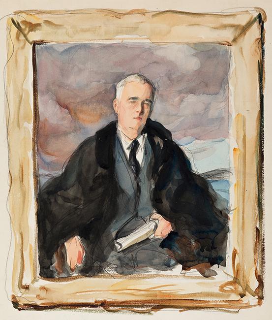 Elizabeth Shoumatoff, “Unfinished Portrait” of Franklin D.  Roosevelt, three watercolor studies, 1945.  Estimate $40,000 to $60,000.