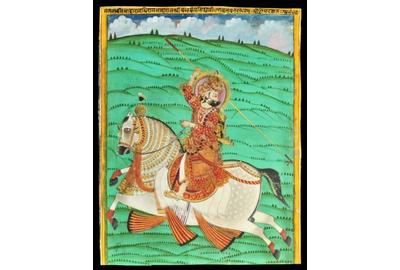 After Nainsukh of Guler (Late 18th / Early 19th Century) Portrait of Raja Balwant Dev Singh on Horseback, 