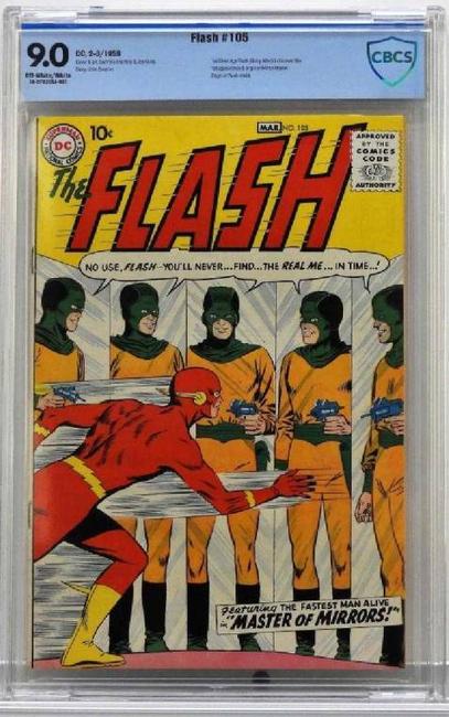 Copy of DC Comics Flash #105 (Feb.-Mar.  1959), featuring the first Silver Age Flash in his own title, plus the first appearance and origin of Mirror Master ($20,000).