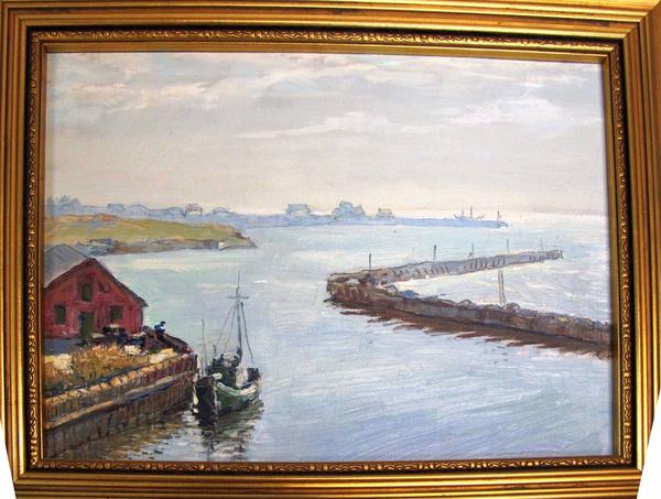 Oil on canvas painting of Gaspe Peninsula in southeastern Quebec, Canada, rendered around 1960 and attributed to Eugene Klimoff (1901-1990) (est.  $1,500-$3,000).