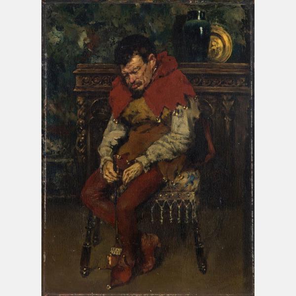 William Merritt Chase (1849-1916), Jester Resting on a Chair, Oil on Canvas