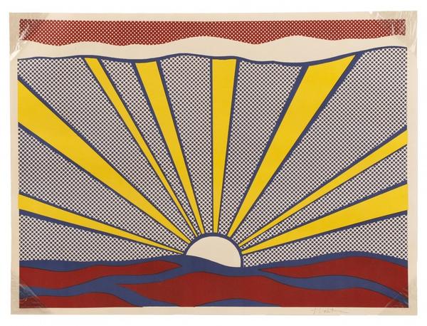 This colorful, pencil-signed lithograph printed on wove paper by the renowned American pop artist Roy Lichtenstein (1923-1997) sold for $7,080 at auction.