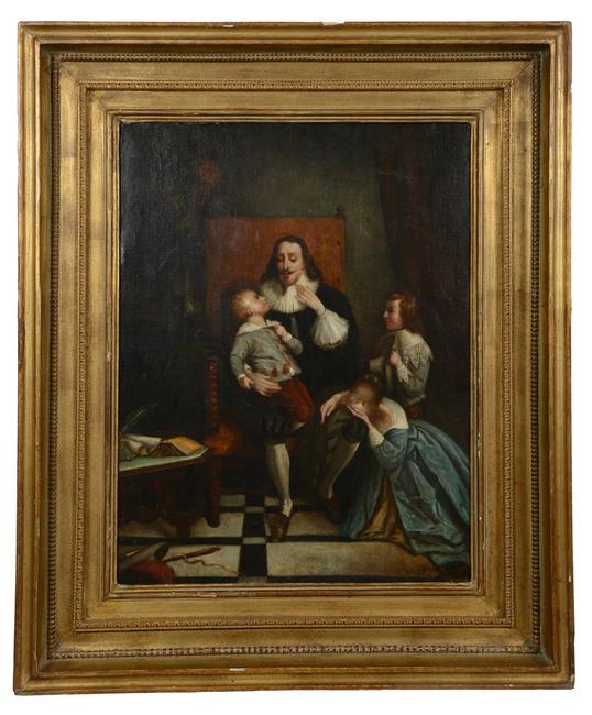 This oil on canvas Renaissance Period painting of a man (believed to be King Henry I, prior to his execution), artist signed "Mignot," will be sold at auction April 9th.