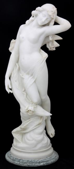 19th century white marble sculpture by Cesare Lapini (It., 1848-1893), depicting Diana (est.  $15,000-$25,000).