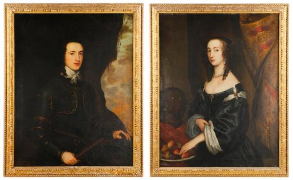 This pair of portraits of British nobility by the English painter John Hayls sold as one lot for $14,160 at the March 5-6 auction.