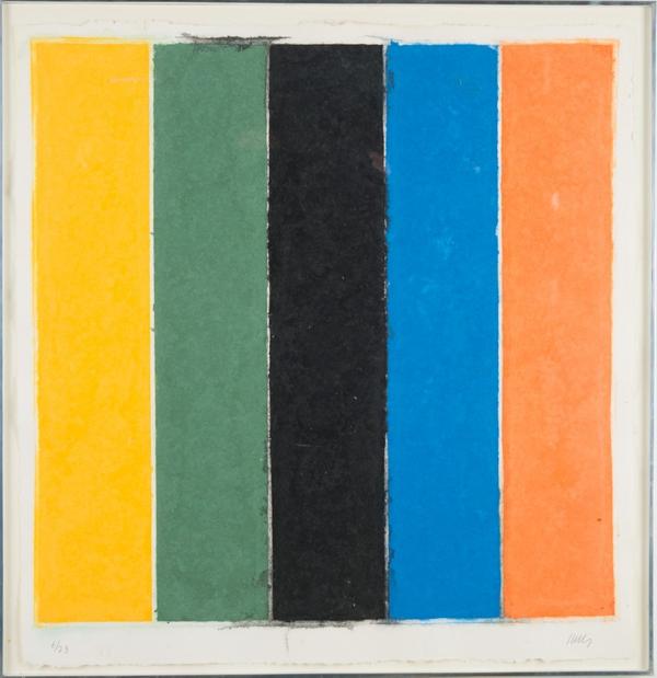 Signed and numbered (6/23) print on handmade paper by Ellsworth Kelly (1923-2015), titled Colored Paper Image XIII (est.  $10,000-$15,000).