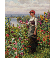 DANIEL RIDGWAY KNIGHT, American (1839-1924), Summer Afternoon, Seine Valley, oil on canvas, signed, 32 ¾ x 25 ¾ inches, Estimate $35,000-45,000