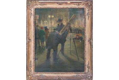 Lot 8A - William James Glackens, New York City street scene 