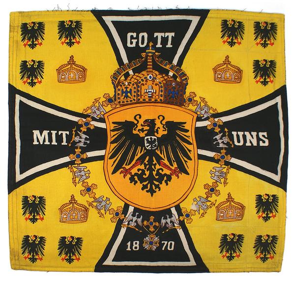 The personal automobile standard of Prussian Kaiser Wilhelm II, displaying his family crest, plus three other official fender flags (minimum bid: $18,000).