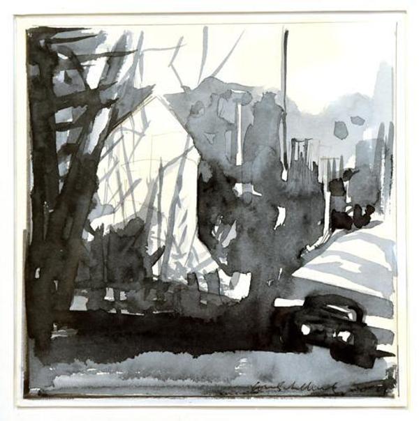 Lou Schellenberg, Dusk Commute (study), n.d., ink on paper, 2017 CAE first place winner