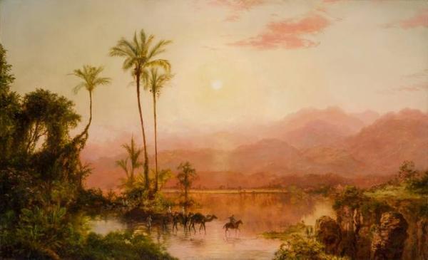 This oil on canvas depiction of a tropical scene by Louis Remy Mignot (Am., 1831-1870) is expected to soar to $100,000-$150,000.