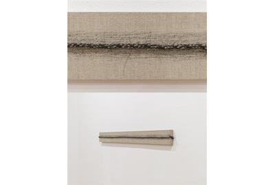 Luisa Valderrama, Chain, horse hair and graphite on Canvas, 5'' x 51'' x 2''