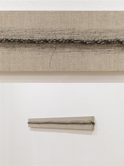 Luisa Valderrama, Chain, horse hair and graphite on Canvas, 5'' x 51'' x 2''