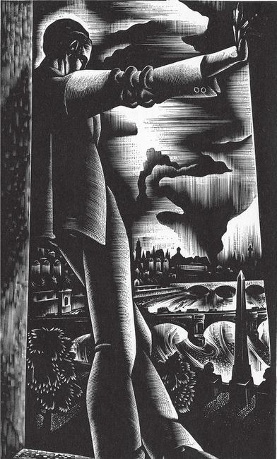 Lynd Ward frontispiece illustration for Thirteen Such Years by Alec Waugh wood engraving illustration NY: Farrar & Rinehart, 1932 Collection of Robert Dance