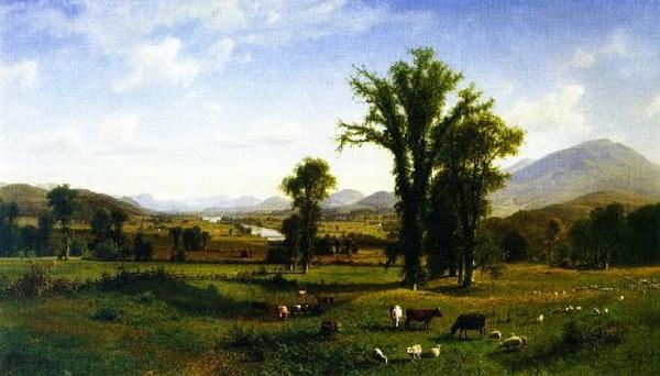 Albert Bierstadt, Mt.  Ascutney from Claremont, New Hampshire, 1862.  Oil on canvas.  40 ½ x 70 ½ inches.  Courtesy Fruitlands Museum, MA.