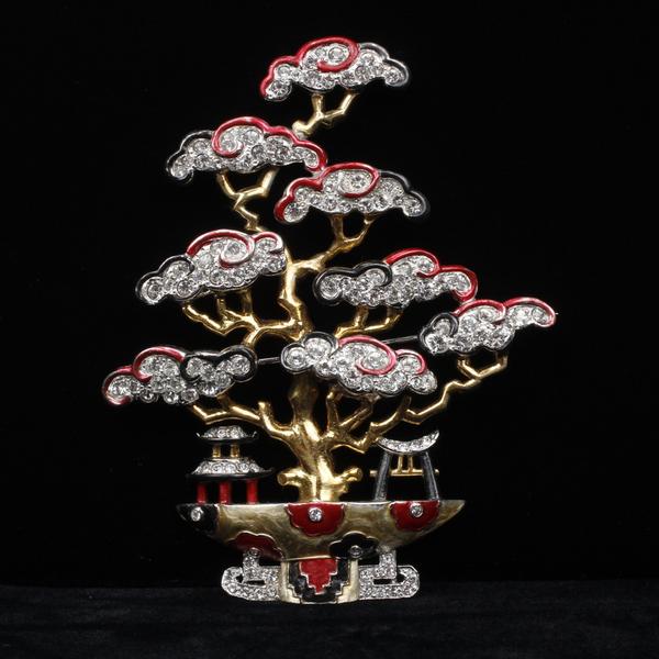 Marcel Boucher (or "MB") early signature pearlized enamel bonsai tree pin, very rare (est.  $5,000-$7,500).