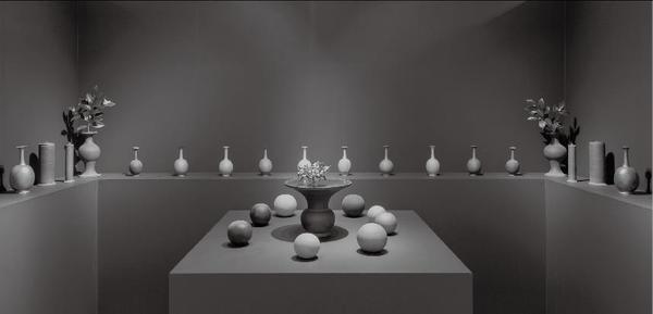 Installation of ceramics by contemporary Japanese artist Koji Toda on view at Mika Gallery.  