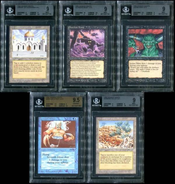 Early Magic: The Gathering cards, the complete Arabian Nights set, with many BGS-graded examples, to be sold as one lot.