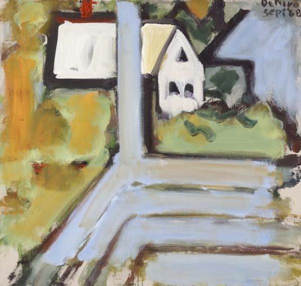 Robert De Niro, Sr., White Building, Blue Porch, 1968, Oil on canvas, 30 x 32 in.