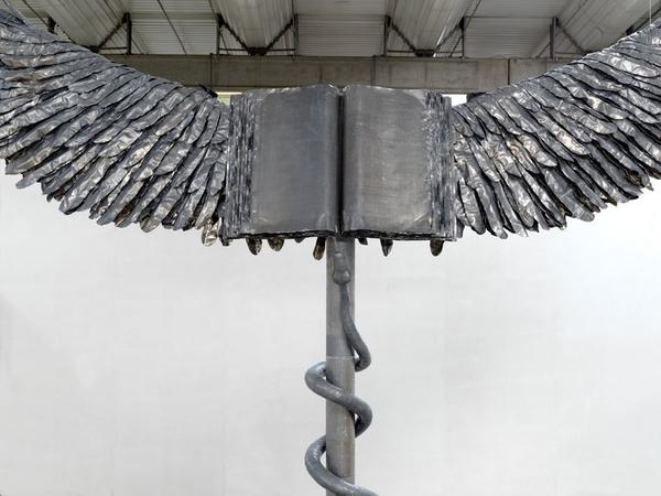 Anselm Kiefer, Uraeus, 2017-2018 (detail), lead, stainless steel, fiberglass, and resin 298 1/8 x 441 x 346 1/2 inches (757 x 1120 x 880 cm) 